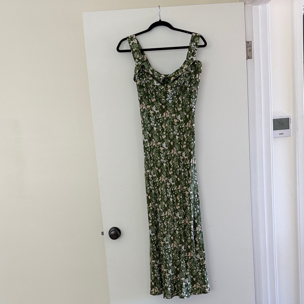Reformation Green Floral Maxi Dress